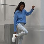 Fashion Women turn down collar Half Zipper knitted loose casual knitwear fall winter sweaters