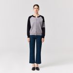 Knitwear round neck Four stripes sweaters coat oversize women casual single-breasted cardigans