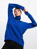 High quality elegant rolled collar knitwear temperament commuter pullover ladies jumpers turtleneck women loose sweaters