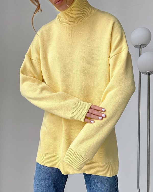 women sweater pullover knitwear winter high neck cotton knitted designer knit sweater