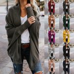 women fashion solid color elegant sweaters coat plus size batwing sleeve oversize cardigans