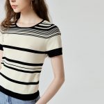 High quality casual color blocking thin knitwear striped jumper mujer short sleeve o-neck summer knitted sweaters