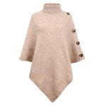 New Arrival warm sleeve cape women knitted poncho Shawl pullover cloak solid color high neck sweater coat