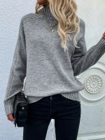 Autumn Winter solid color cable sweater casual pullover loose women's solid color turtleneck jumpers