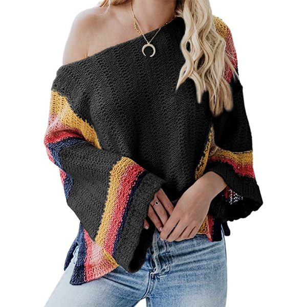 spring summer women's knitwear off shoulder collar bat sleeve sweaters hollow out pullover jumpers