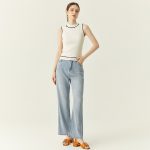 High quality round neck sleeveless sexy camisole bodycon color blocking cool women summer knitted vest
