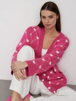 Fall winter V-neck single-breasted button knitwear oversize casual women Love heart jacquard cardigan sweater