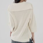 Trending fashion solid color casual knitwear pullover turn down collar hollow out sweaters women