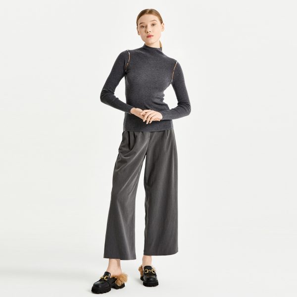 Clothing Women elegant pullover sweaters solid color slim fit warm cozy half high collar mujer jumpers