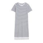 spring summer round neck pullover loose knitwear midi women casual striped knitted dress with tassel