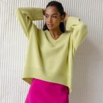 plush Knitwear warm winter long sleeve thicken pullover v neck oversize women short sweaters
