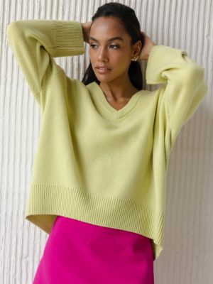 plush Knitwear warm winter long sleeve thicken pullover v neck oversize women short sweaters
