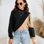 Trending fashion spring summer hollow out knitwear long sleeve contrast color elegant mujer sweaters