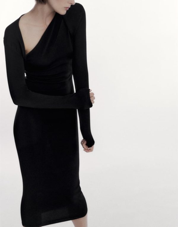 Knitwear winter long sleeve slim fit irregular design casual maxi hollow out knit dress women