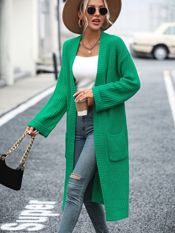 2026 Long Sleeve knitwear fall winter solid color loose women knitted cardigan sweater with pockets