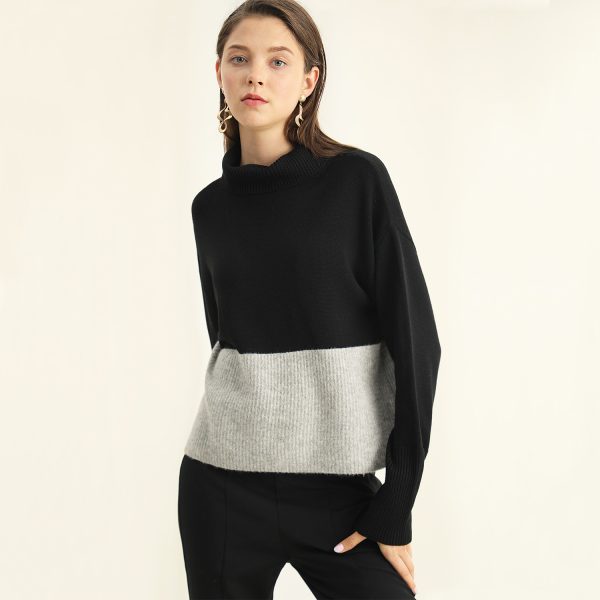 Fashion autumn winter turtleneck women knitted long sleeve thermal pullover knitted sweater