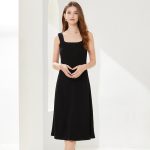New design square collar sleeveless slim fit knitwear women elegant pullover A-line midi knit dress