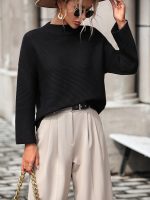 New style round neck Temperament high quality loose pullover solid color knitwear oversize women elegant sweaters