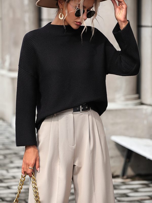 New style round neck Temperament high quality loose pullover solid color knitwear oversize women elegant sweaters
