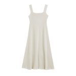 New design square collar sleeveless slim fit knitwear women elegant pullover A-line midi knit dress