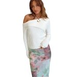 French style fall winter sexy slim fit slant shoulder sweaters lapel long sleeve knitted solid color rib knitwear women