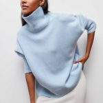 Hot selling solid color temperament turtleneck knitwear pullover oversize women elegant sweaters