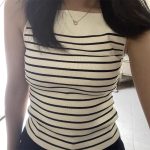 Hot selling sleeveless casual pullover striped vest women color blocking slim waist summer knitted top