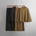 2026 Pullover Round Neck Jumper Palazzo Pants Women Loungewear Pajama Outfits Fall Winter Knit Sweater Two Piece Set