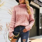 autumn winter thicken twisted knitwear solid color casual vintage turtleneck women warm sweaters