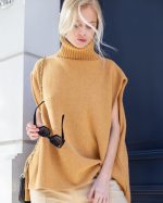 Autumn Winter rolled collar sweaters pure color oversize knit vest sleeveless thicken jumpers women 2026