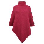 Trending Fashion winter shawl solid color turtleneck sweater Cape Roll Neck Knitwear warm cloak coat for women