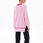 clothing autumn winter o neck oversize jumpers pullover elegant side split stripe sweaters for women