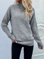 Autumn Winter solid color cable sweater casual pullover loose women's solid color turtleneck jumpers