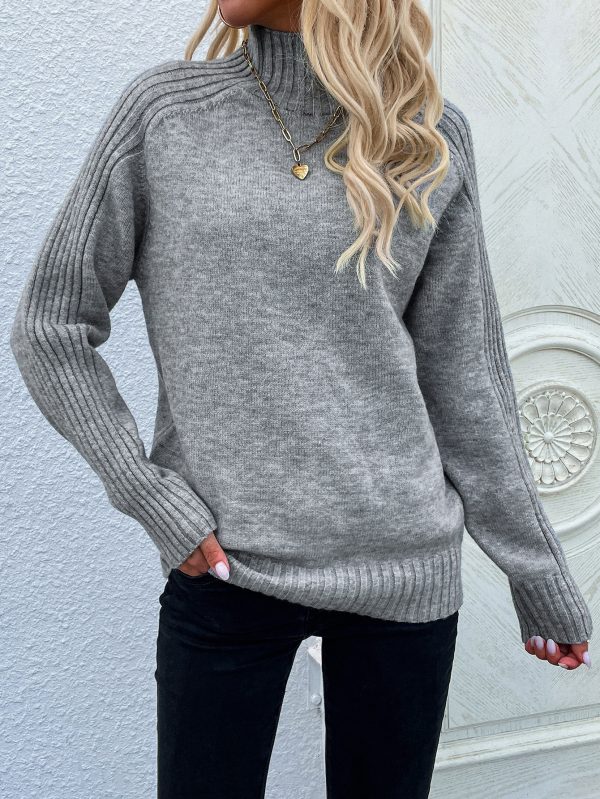 Autumn Winter solid color cable sweater casual pullover loose women's solid color turtleneck jumpers