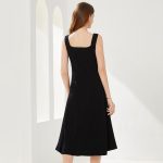 New design square collar sleeveless slim fit knitwear women elegant pullover A-line midi knit dress