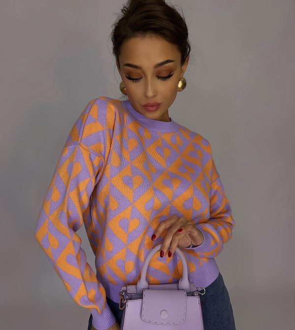 fall winter Round Neck Long Sleeve short knitted Geometric Sweater Casual Sexy Tops For Women