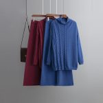 Trending Fashion Winter Autumn Casual Pullover Loungewear Elegant cable sweaters wide leg two piece pants set