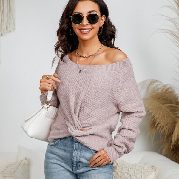 New arrival spring summer off-shoulder top single color elegant women knitwear knitted sweaters