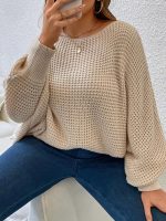 Autumn Winter Casual Pullover Plus size Jumpers Batwing Sleeve Elegant Solid Color Sweater Women