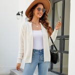 solid color full zipper women knitwear zip-up crew neck cardigans sweaters