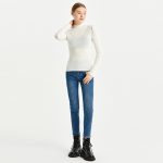 Clothing Women elegant pullover sweaters solid color slim fit warm cozy half high collar mujer jumpers