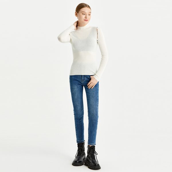 Clothing Women elegant pullover sweaters solid color slim fit warm cozy half high collar mujer jumpers