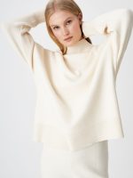 Hot selling pullover oversize women elegant knitwear solid color temperament half turtleneck sweaters