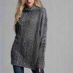 New arrival rolled collar jumper casual loose pure color winter autumn long sleeve women sweaters