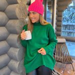 casual knitwear solid color turtleneck long women oversize elegant sweaters