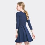 hot selling pure color round neck pullover knitwear elegant slim fit knitted short dress for women