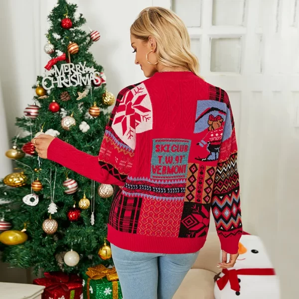 Clothing Festival cable Fawn jacquard knitwear Geometric crewneck pullover Christmas sweaters