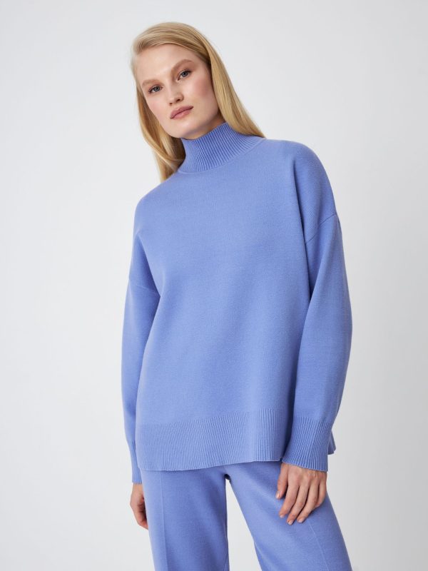 New arrivals fall winter turtleneck warm plain knitted tops design pure color loose cashmere sweater