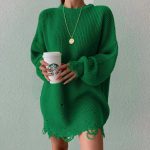 Hot sales oversize pure color knitwear o-neck elegant hollow out knitted women dress sweaters