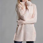 New arrival rolled collar jumper casual loose pure color winter autumn long sleeve women sweaters